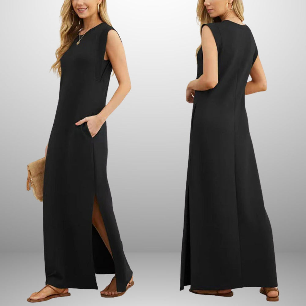 EMMA | Langes, fließendes, knitterfreies Kleid