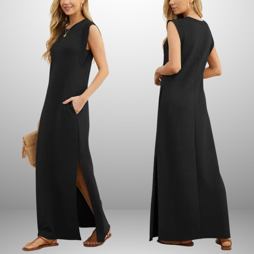 EMMA | Langes, fließendes, knitterfreies Kleid